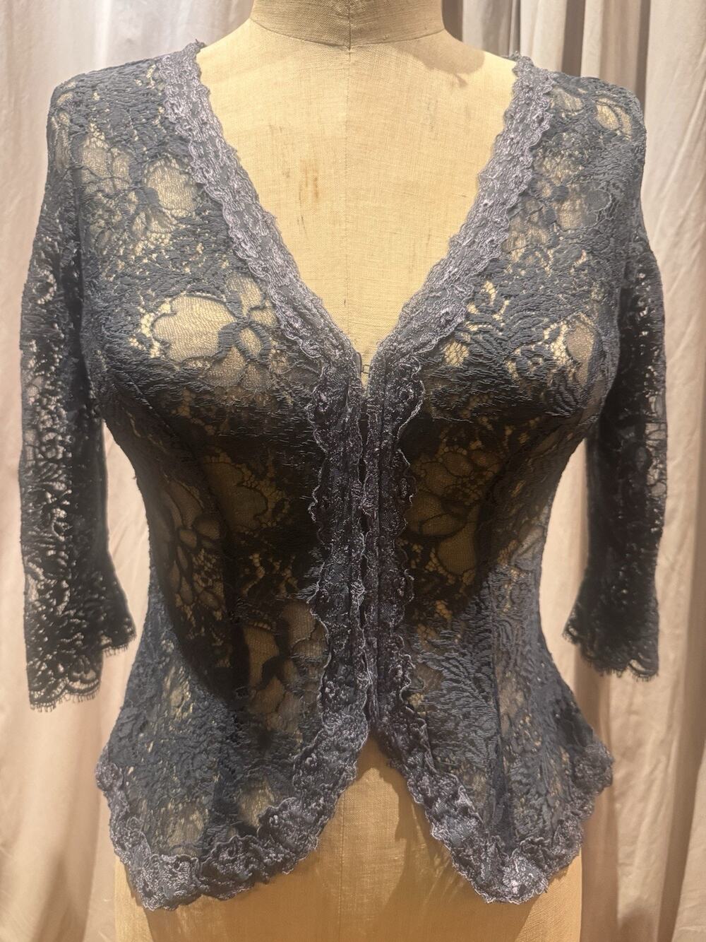 Vintage Ann Ferriday Stock Cotton Lace Hook N Eye Corset Top M